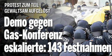 Demo gegen Gas-Konferenz eskalierte: 143 Festnahmen