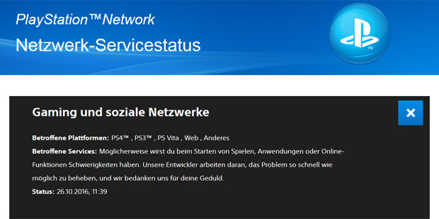 Playstation-Netzwerke kurzzeitig ausgefallen