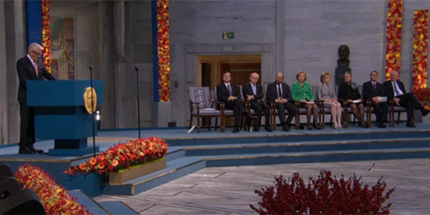 Faymann feiert den Nobelpreis