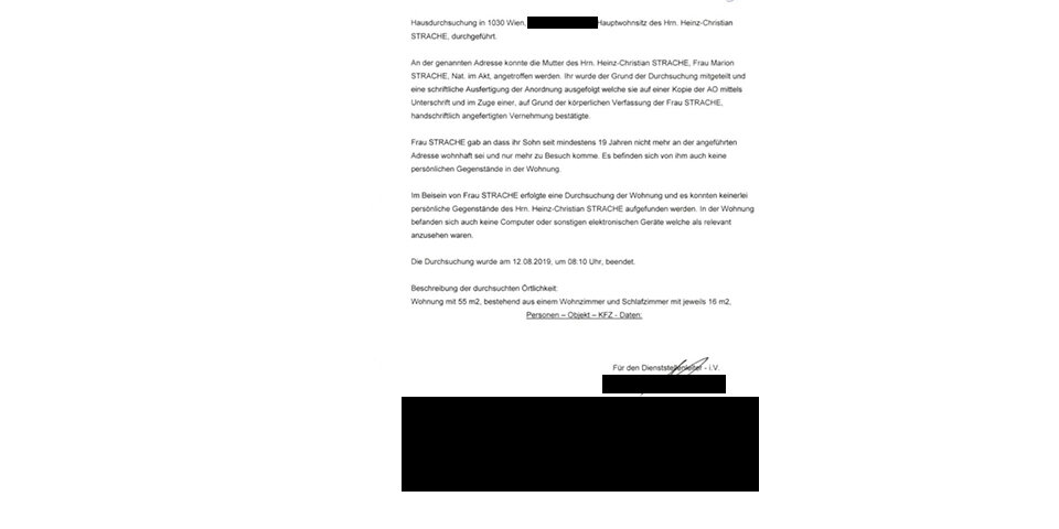 Laut Polizei-Bericht wohnt Strache seit 19 Jahren nicht in Wien