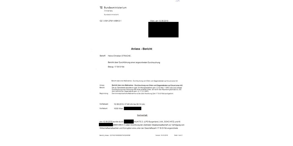 Laut Polizei-Bericht wohnt Strache seit 19 Jahren nicht in Wien