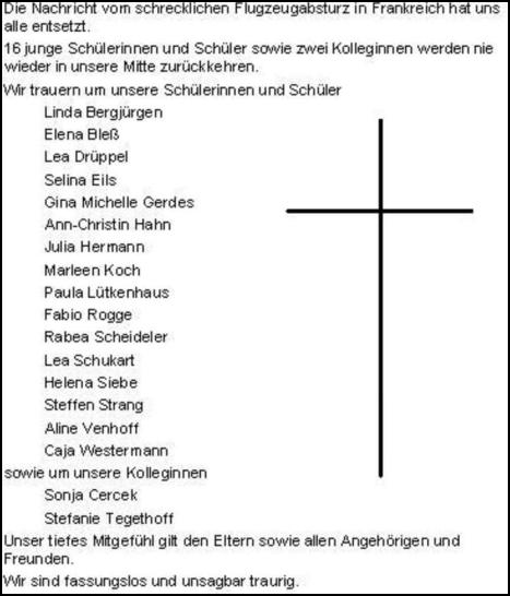 Schule veröffentlicht Traueranzeige