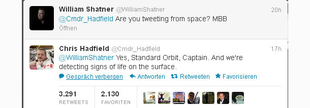 ISS-Astronaut twittert an