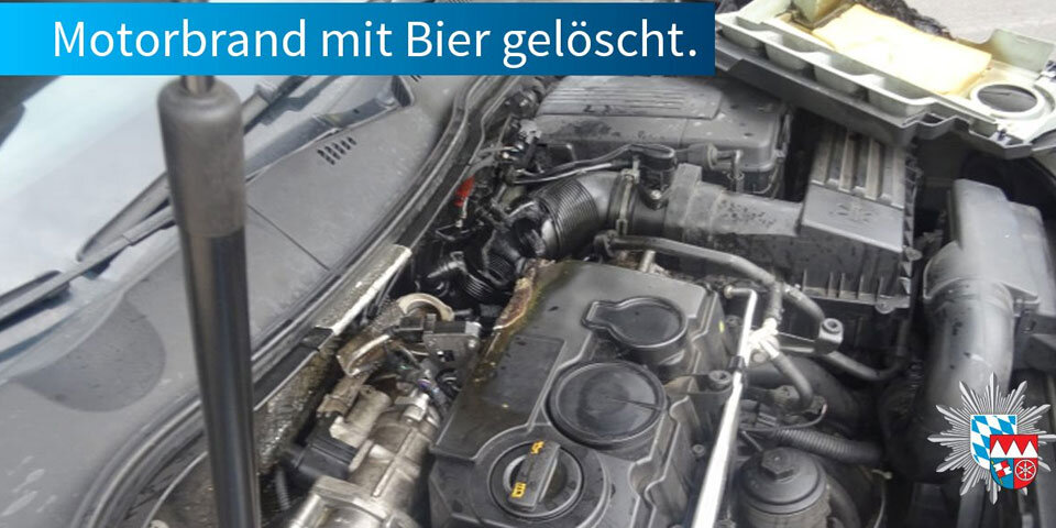 Passat-Fahrer löschte Motorbrand mit Bier