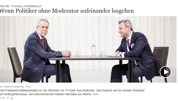 Deutsche lästern über Peinlich-Duell zur Hofburg-Wahl