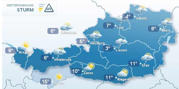 Schnee und Regen in Österreich