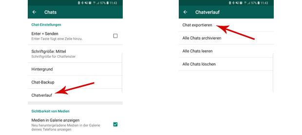 WhatsApp-Trick: Chats per Mail versenden