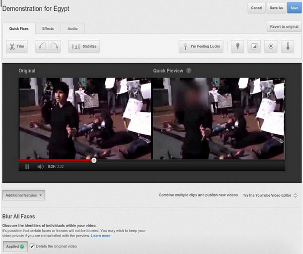 Youtube lässt Gesichter unkenntlich machen